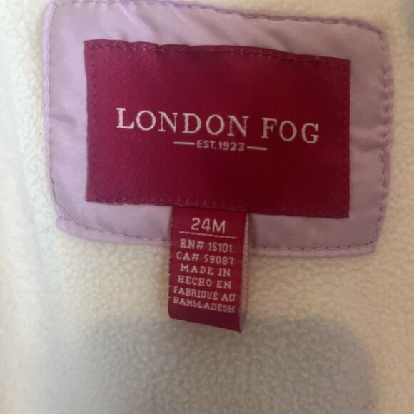 London Fog Little Girls Lavender Hooded Winter Play Cozy Puffer Coat 24M - Picture 4 of 7